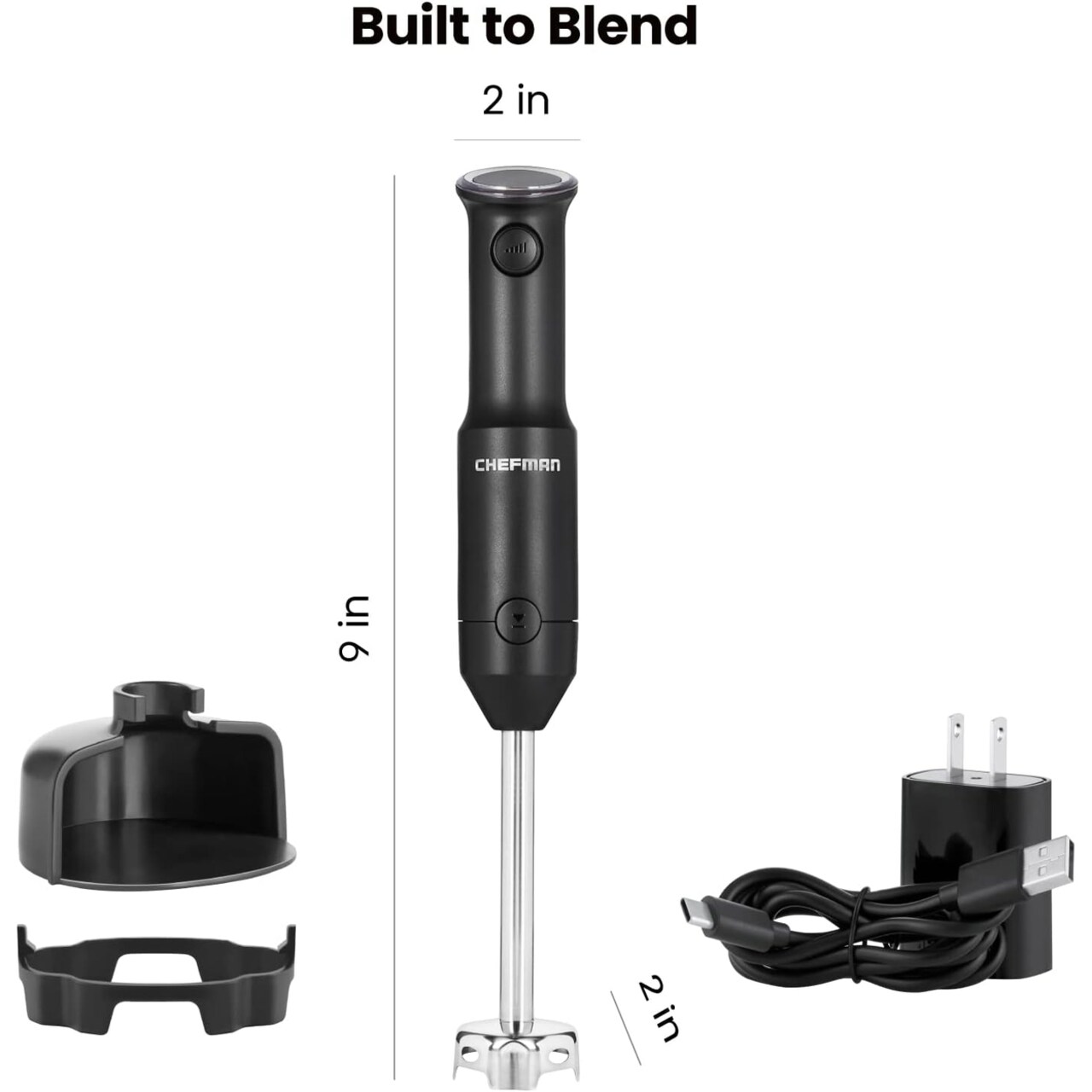 Chefman Cordless Portable Immersion Blender with One-Touch Speed Control